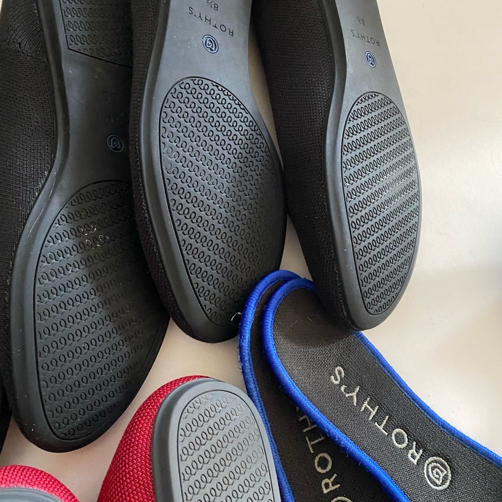 Rothy's Flats in Black, Red, Blue, and Tan - Picture 16 of 16